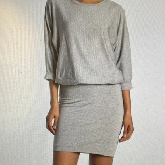 Bailey44 Cuddled Up Fleece Sweatshirt Dress Gray